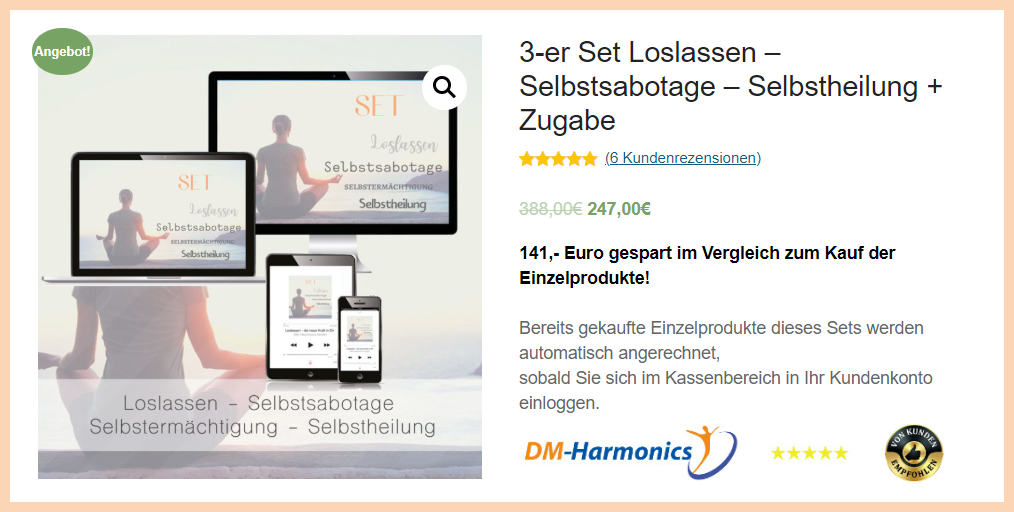Binaurale Beats Audio 3-er Set Loslassen, Selbstsabotage, Selbstliebe von DM-Harmonics