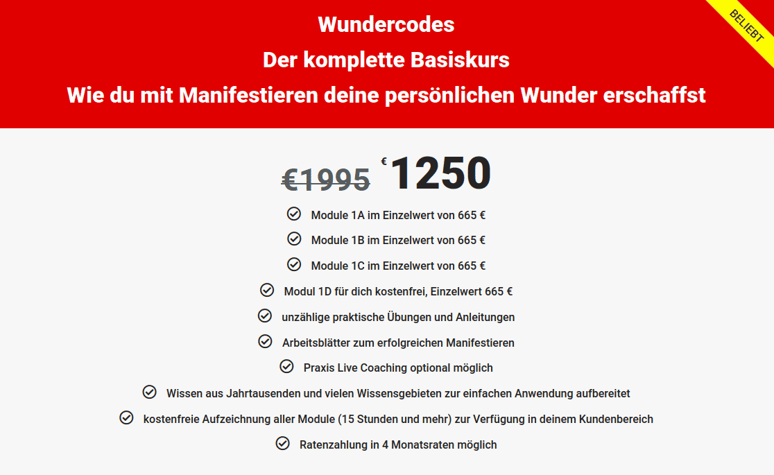 Manifestieren Preistafel